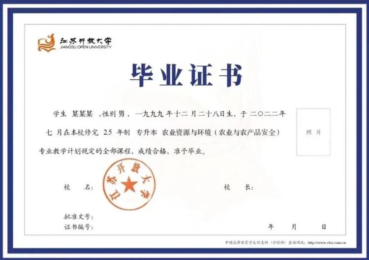 学位证书:学生符合条件的可按规定申请江苏开放大学学位.